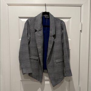 New York & Company Gray Checkered Blazer